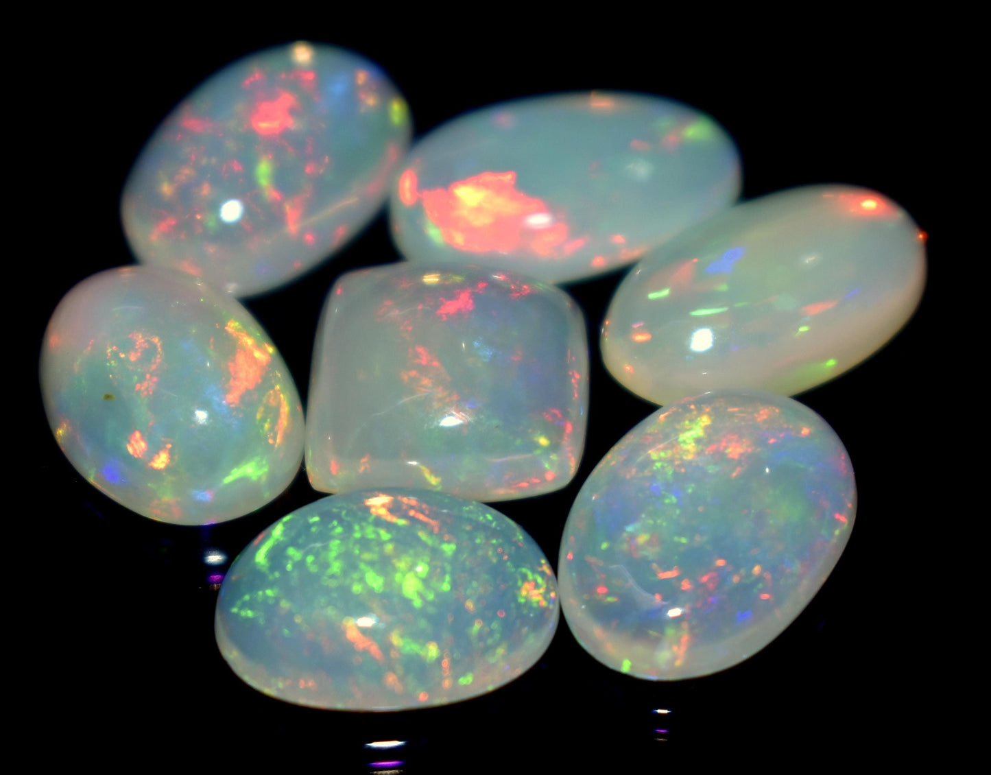 Opal, 100% Natural Ethiopian Opal, Mix Welo Fire Cabochon Gemstone Lot, 11.30 Ct, Size-11x7x4mm To 10x7x4mm, For Jewelry Making, PC-7