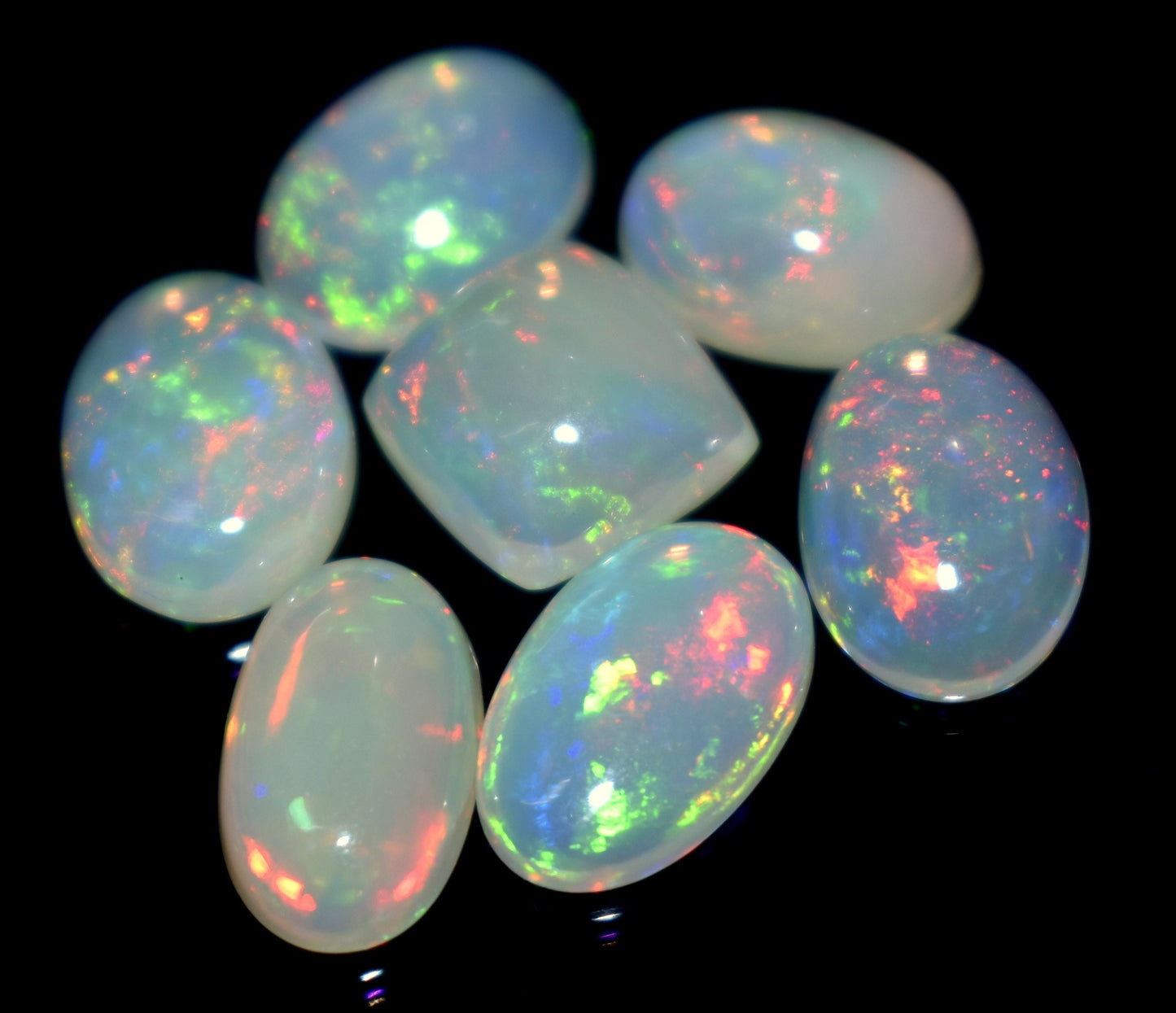 Opal, 100% Natural Ethiopian Opal, Mix Welo Fire Cabochon Gemstone Lot, 11.30 Ct, Size-11x7x4mm To 10x7x4mm, For Jewelry Making, PC-7