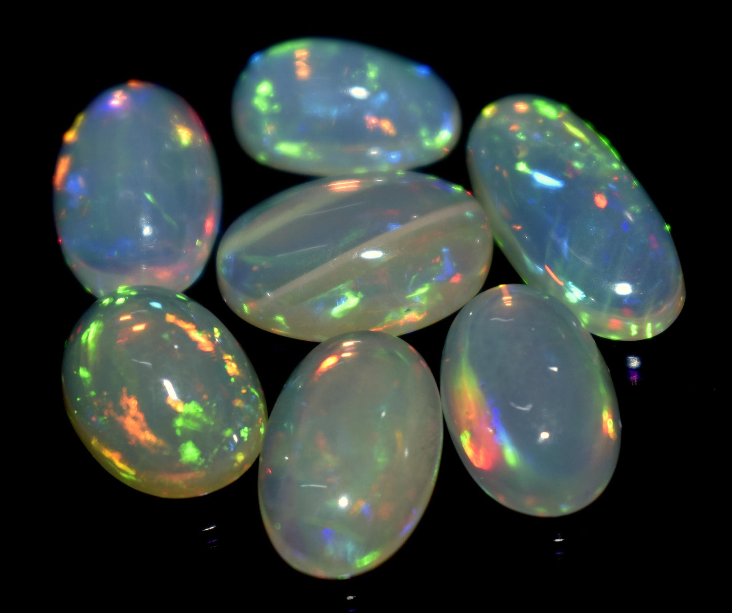 100% Natural Ethiopian Opal, Oval Welo Fire Cabochon Gemstone Lot, 13.00 Ct, Size-14x6x3mm To 10x7x4.5mm, For Jewelry Making, PC-7