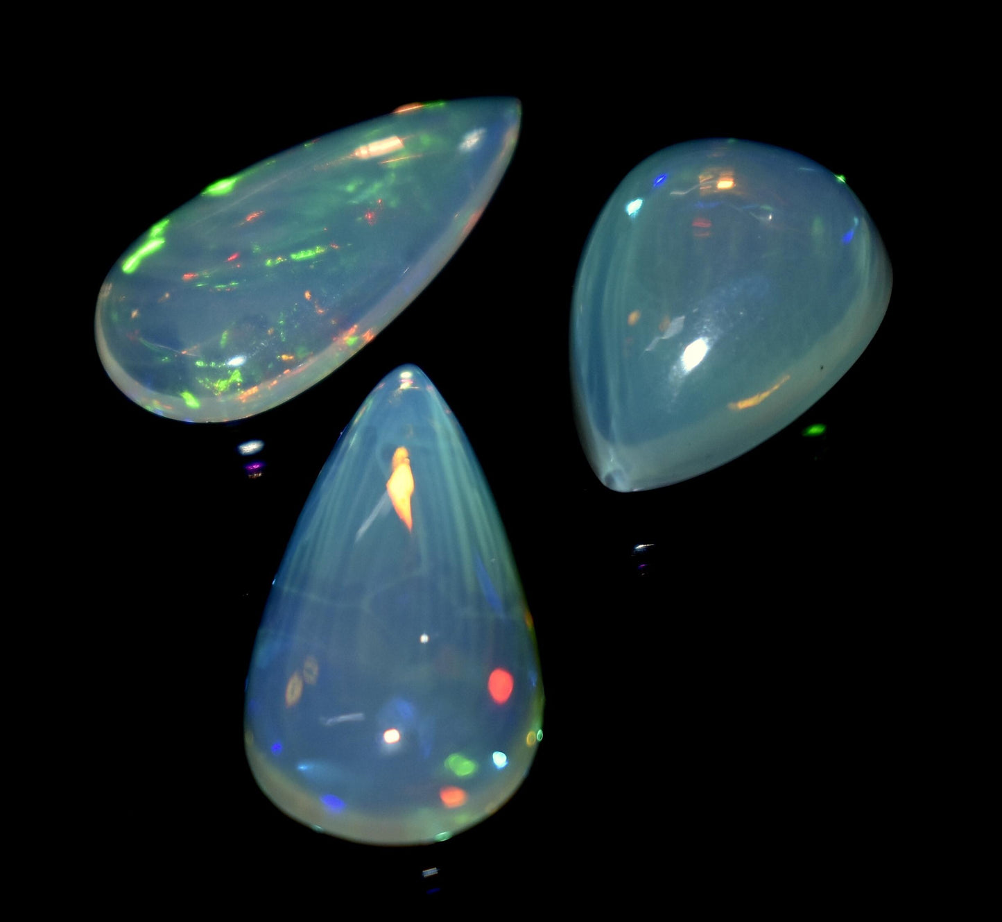 Opal, 100% Natural Ethiopian Opal, Pear Welo Fire Cabochon Gemstone Lot, 6.60 Ct, Size-16x8x4mm To 12x9x5mm, For Jewelry Making, PC-3