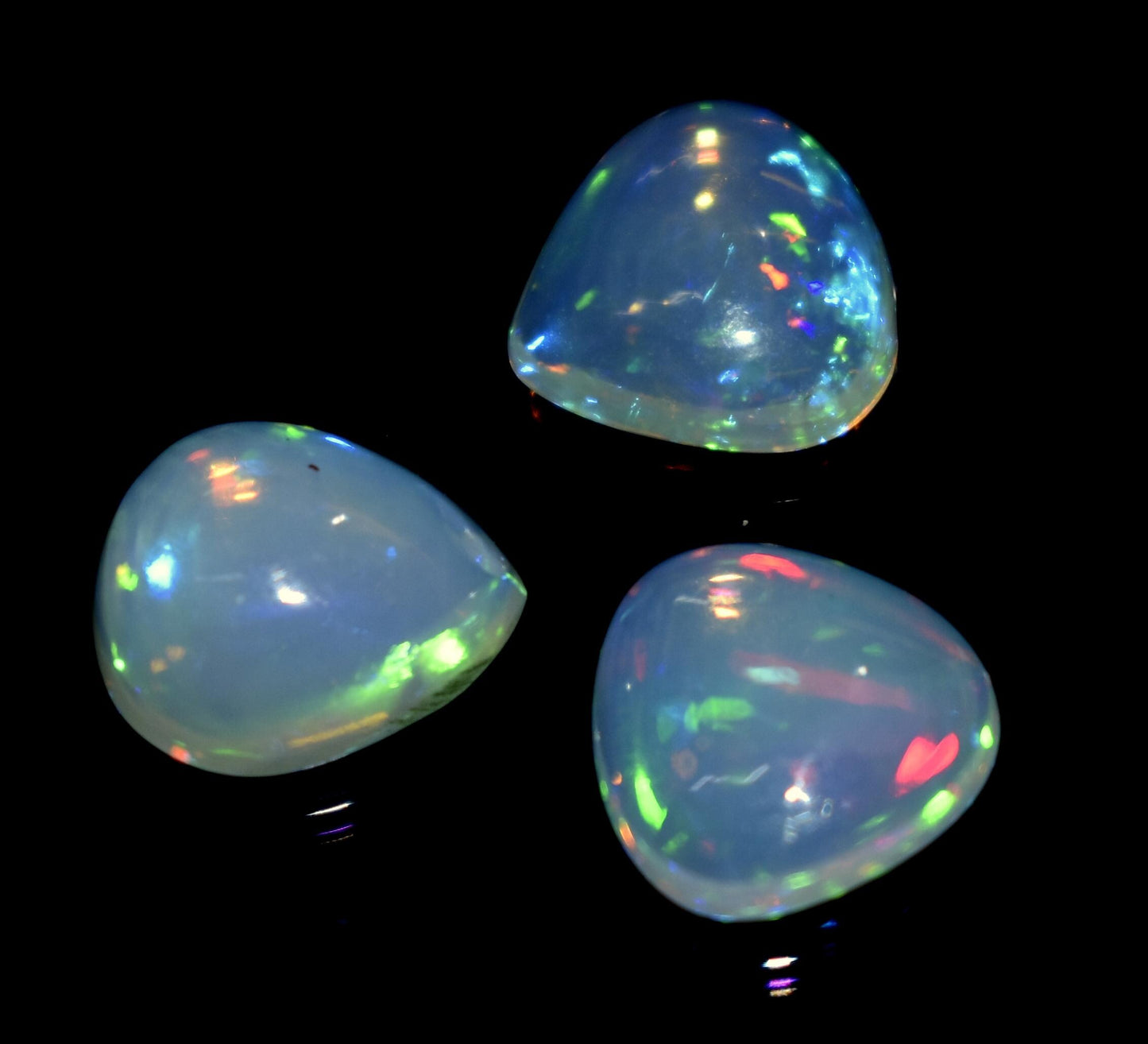 Opal, 100% Natural Ethiopian Opal, Heart Shape Welo Fire Cabochon Gemstone Lot, 4.80 Ct, Size-10x8x5mm To 9x9x3.5mm, For Jewelry Making,