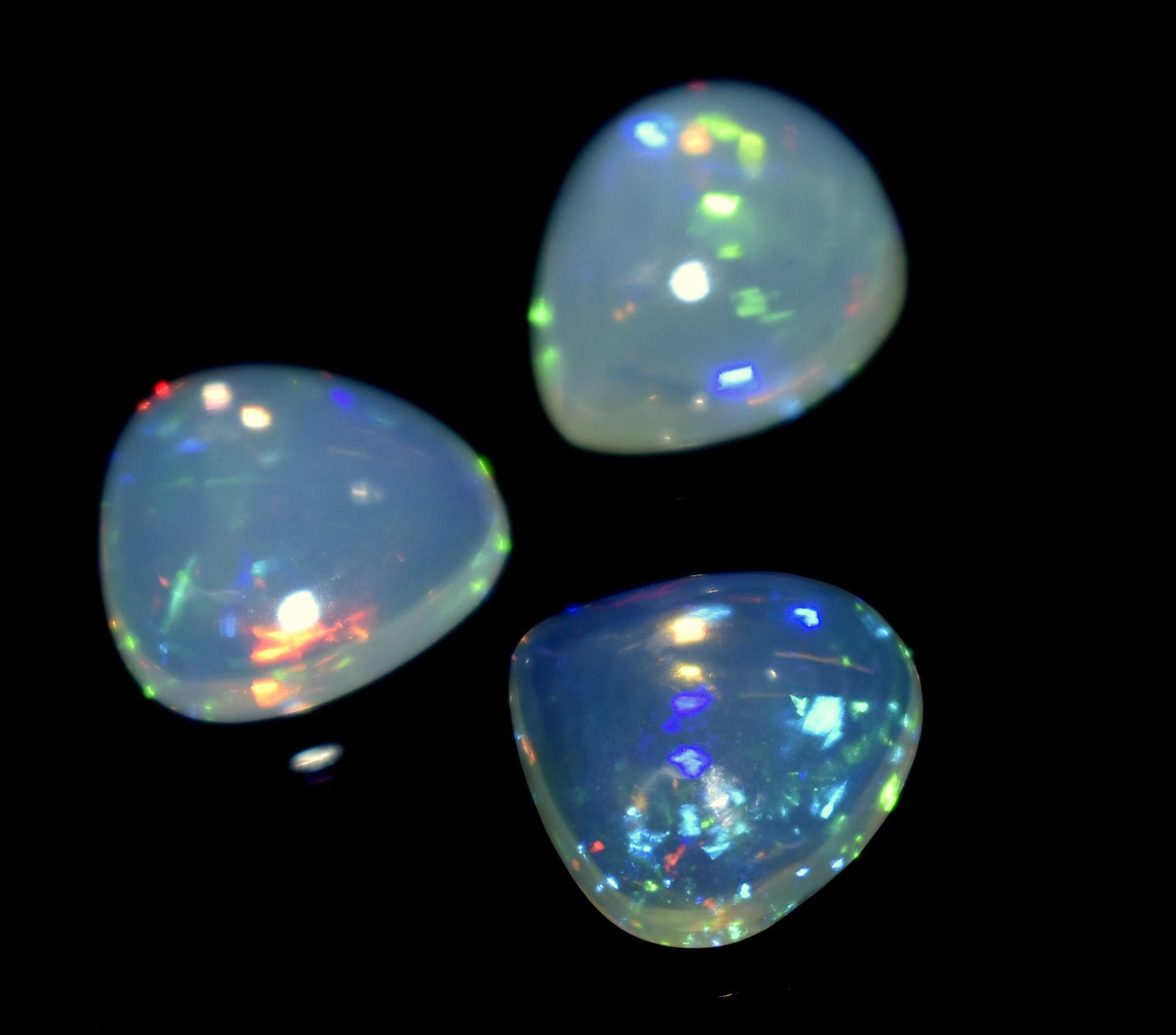 Opal, 100% Natural Ethiopian Opal, Heart Shape Welo Fire Cabochon Gemstone Lot, 4.80 Ct, Size-10x8x5mm To 9x9x3.5mm, For Jewelry Making,