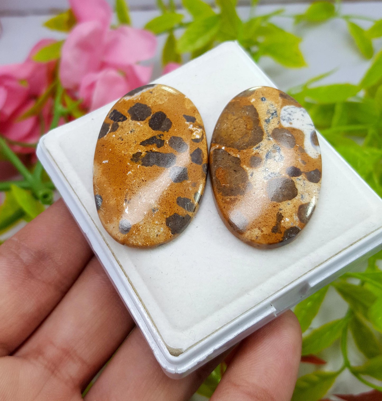 Jasper, Natural Picture Jasper, Oval Smooth Cabochon Gemstone Lot, 86.70 Carat, Size-40x24x5mm To 41x25x5mm, For Jewelry Making,