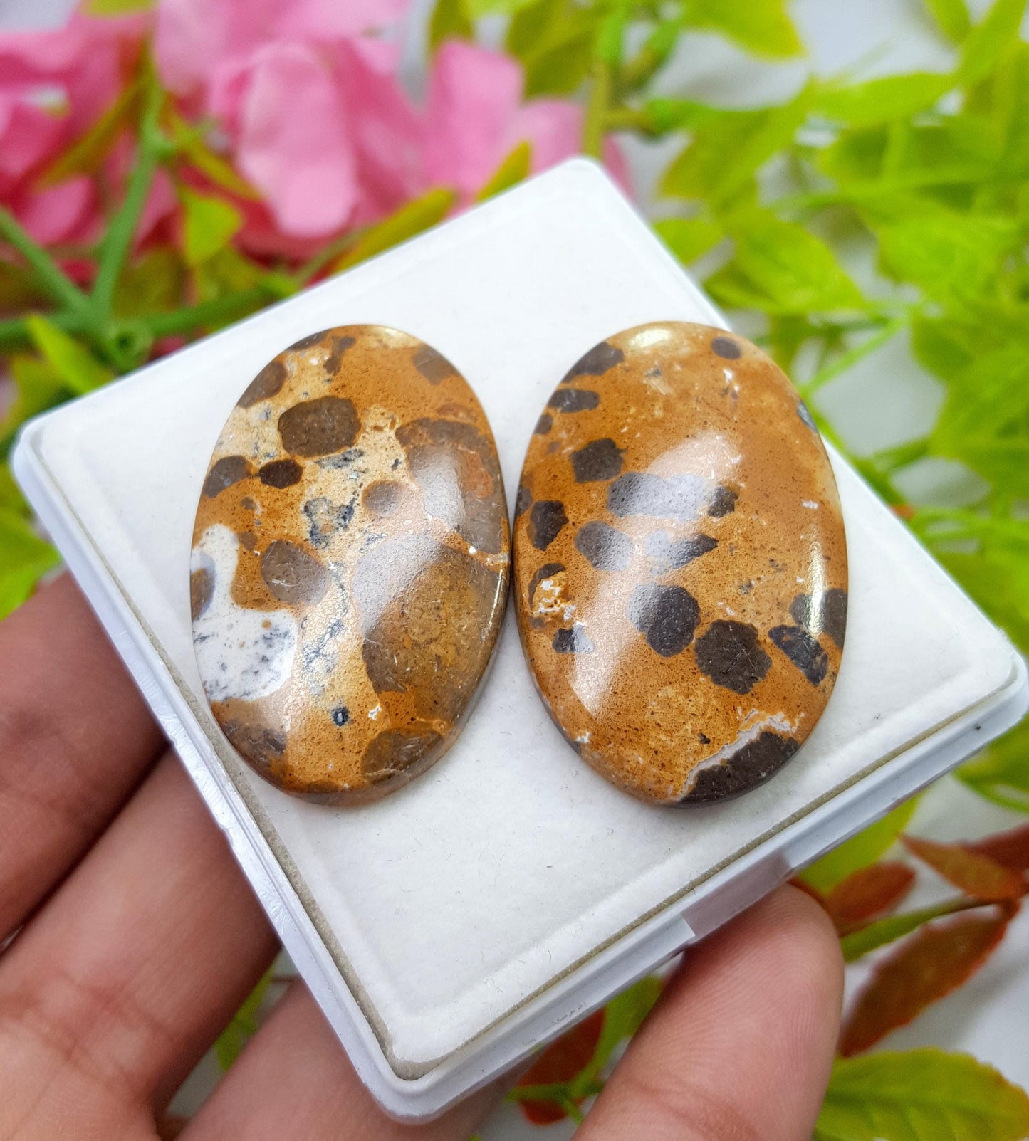 Jasper, Natural Picture Jasper, Oval Smooth Cabochon Gemstone Lot, 86.70 Carat, Size-40x24x5mm To 41x25x5mm, For Jewelry Making,