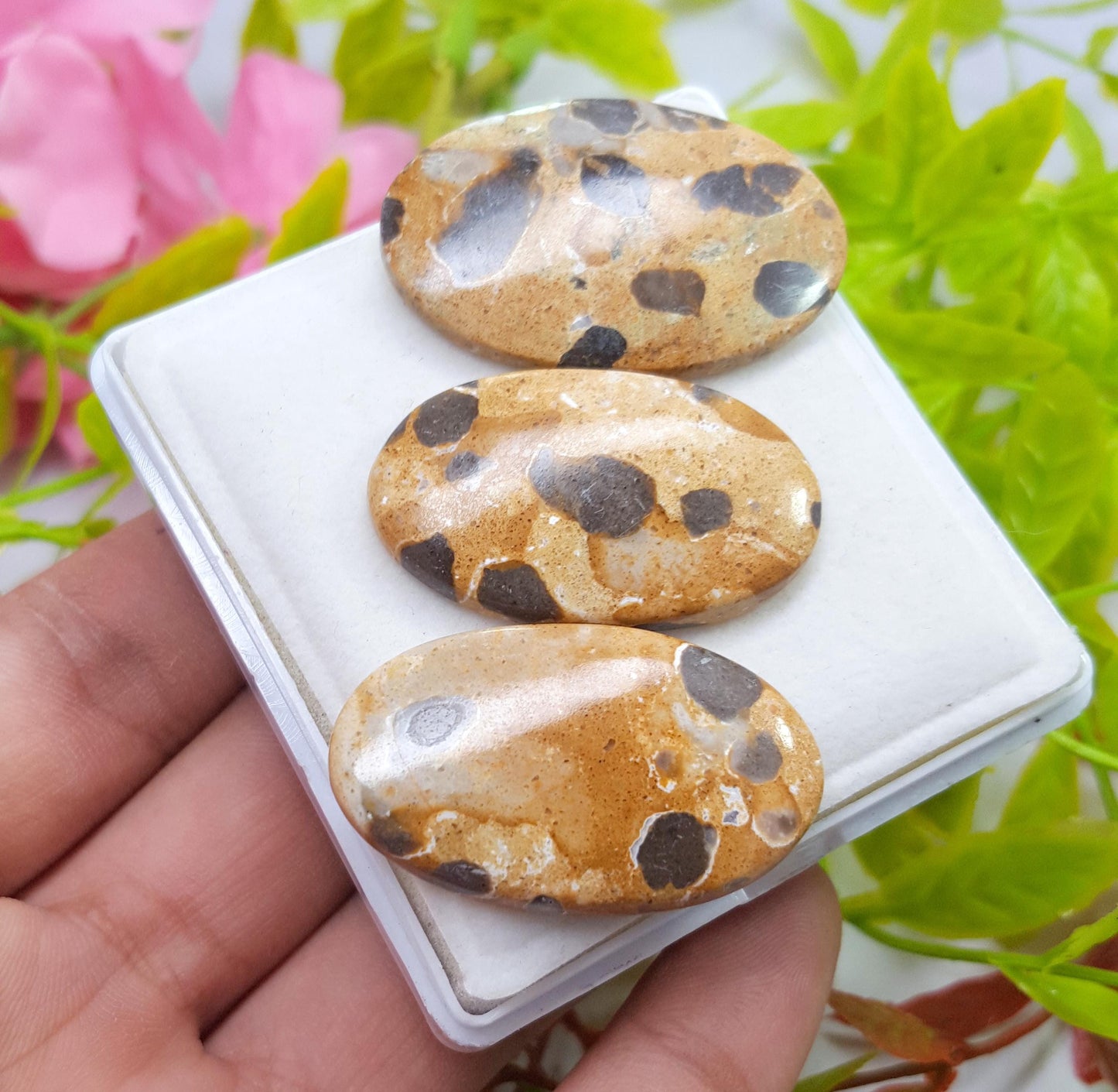 Jasper, Natural Picture Jasper, Oval Smooth Cabochon Gemstone Lot, 97.20 Carat, Size-37x24x4mm To 35x20x5mm, For Jewelry Making,