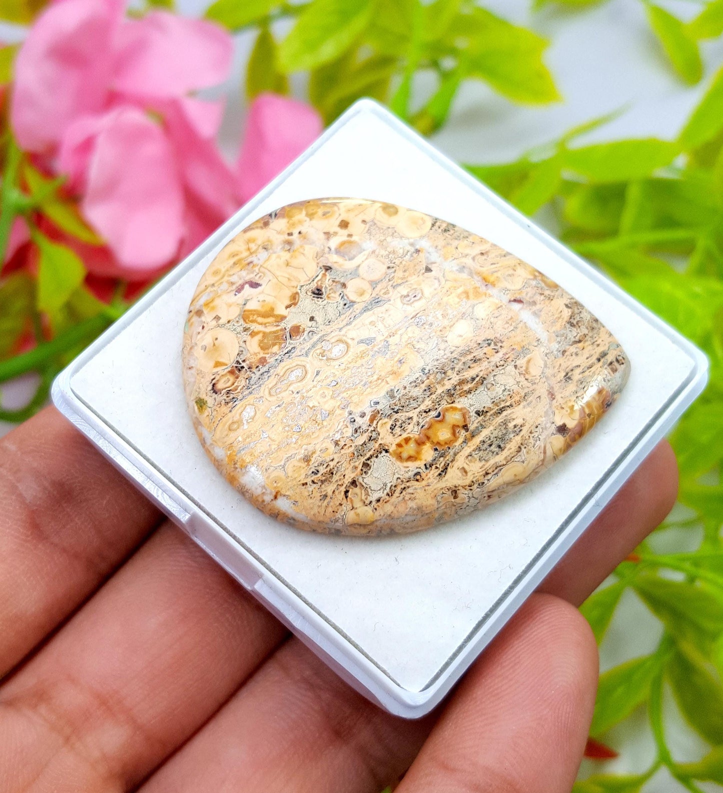 Jasper, Natural Picture Jasper, Pear Smooth Cabochon Loose Gemstone, 60.60 Carat, Size-46x37x5mm, For Jewelry Making,