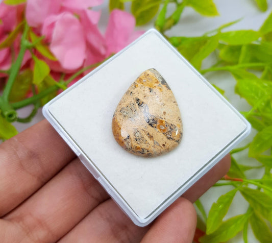 Jasper, Natural Picture Jasper, Pear Smooth Cabochon Loose Gemstone, 35.10 Carat, Size-31x23x5mm, For Jewelry Making,