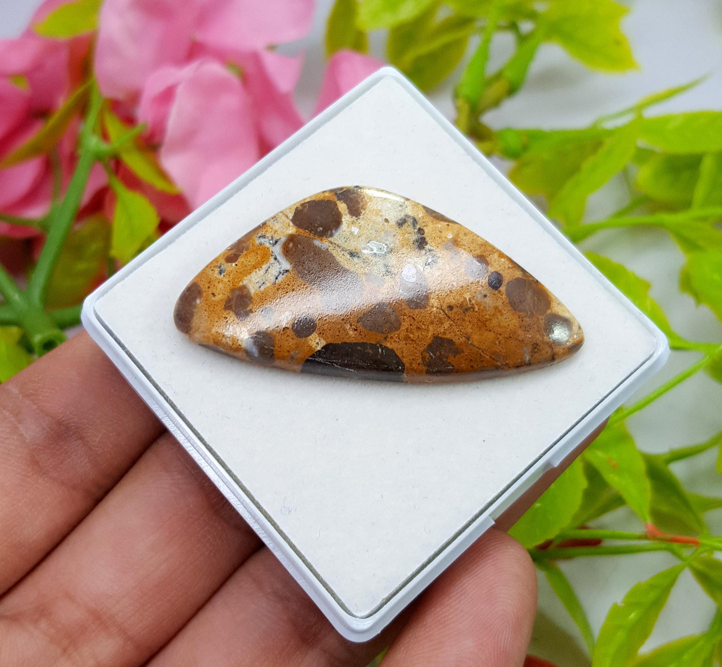 Jasper, Natural Picture Jasper, Fancy Smooth Cabochon Loose Gemstone, 42.40 Carat, Size-46x23x5mm, For Jewelry Making,