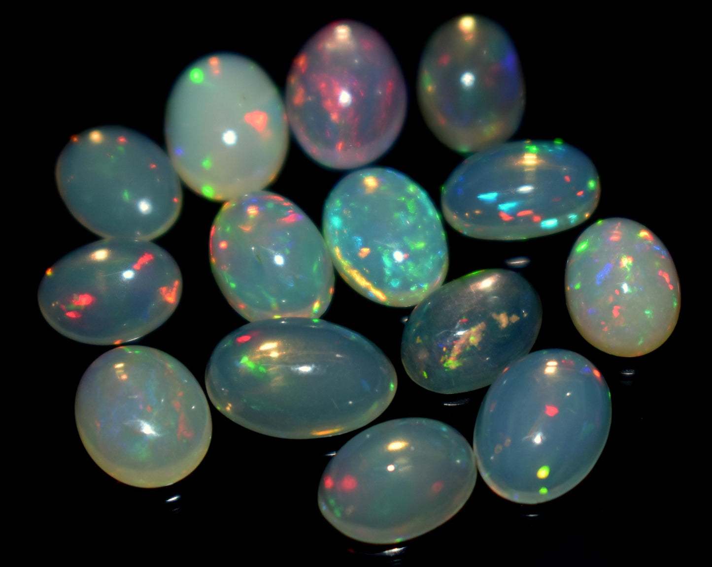 Opal, 100% Natural Ethiopian Opal, Oval Welo Fire Cabochon Gemstone Lot, 7.50 Carat, Size-5x7x3mm To 6x9x4mm, For Jewelry Making, PC-14