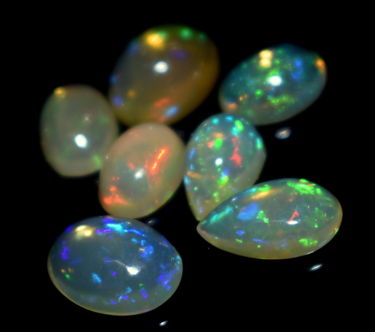 100% Natural Ethiopian Opal, Oval Welo Fire Cabochon Gemstone Lot, 4.70 Carat, Size-5.5x7.5x3.5mm To 7x9x4mm, For Jewelry Making, PC-7