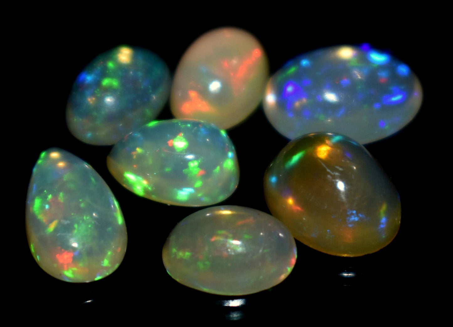 100% Natural Ethiopian Opal, Oval Welo Fire Cabochon Gemstone Lot, 4.70 Carat, Size-5.5x7.5x3.5mm To 7x9x4mm, For Jewelry Making, PC-7