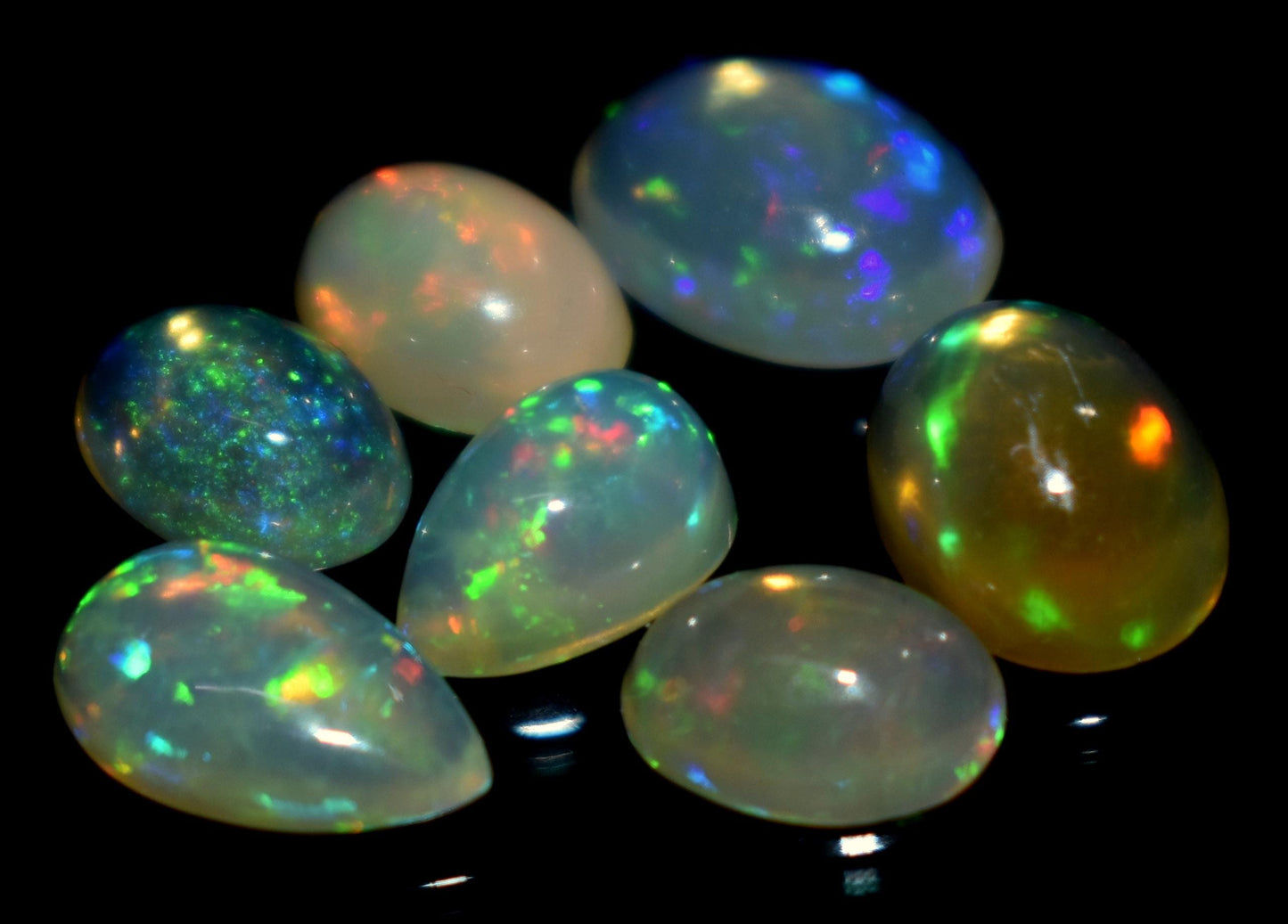 100% Natural Ethiopian Opal, Oval Welo Fire Cabochon Gemstone Lot, 4.70 Carat, Size-5.5x7.5x3.5mm To 7x9x4mm, For Jewelry Making, PC-7