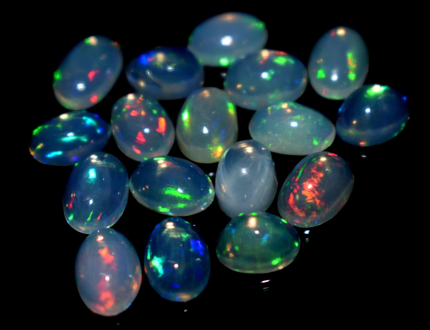 Genuine & 100% Natural Ethiopian Opal, Oval Welo Fire Cabochon Gemstone Lot, 9.15 Carat, Size-5.5x7x4mm To 5.5x8x3mm, For Jewelry Making,