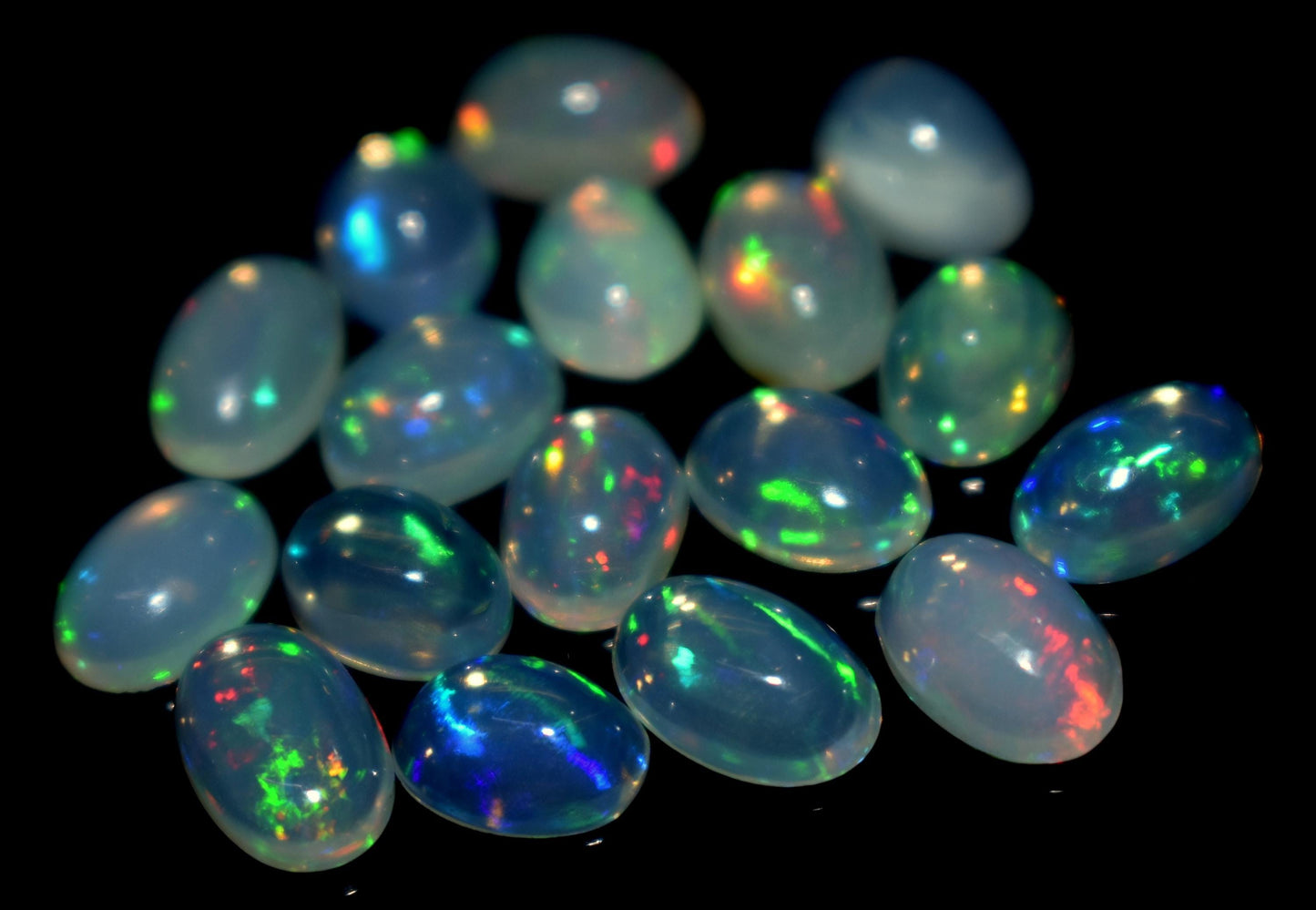 Genuine & 100% Natural Ethiopian Opal, Oval Welo Fire Cabochon Gemstone Lot, 9.15 Carat, Size-5.5x7x4mm To 5.5x8x3mm, For Jewelry Making,