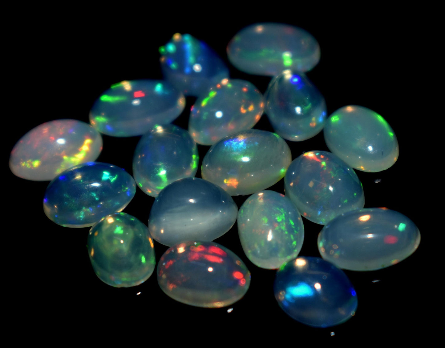 Genuine & 100% Natural Ethiopian Opal, Oval Welo Fire Cabochon Gemstone Lot, 9.15 Carat, Size-5.5x7x4mm To 5.5x8x3mm, For Jewelry Making,