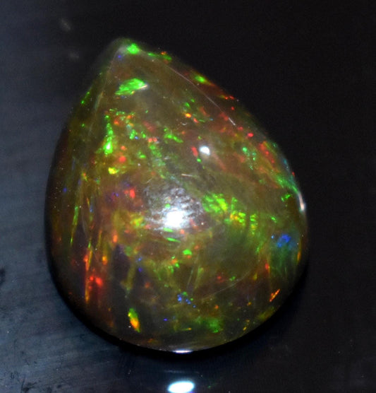 AAA+ Natural Black Opal, Ethiopian Opal Welo Opal, Pear Cabochon Loose Gemstone, 9.10 Carat, Size-18x13.5x8.5mm, For Jewelry Making, PC-1