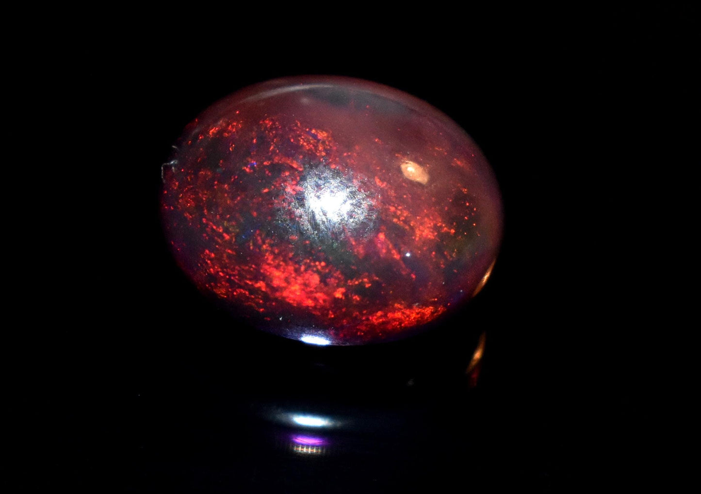 100% Natural Black Opal, Ethiopian Welo Fire Opal, Oval Cabochon Loose Gemstone, 2.95 Carat, Size-9x11x6mm, For Jewelry Making,