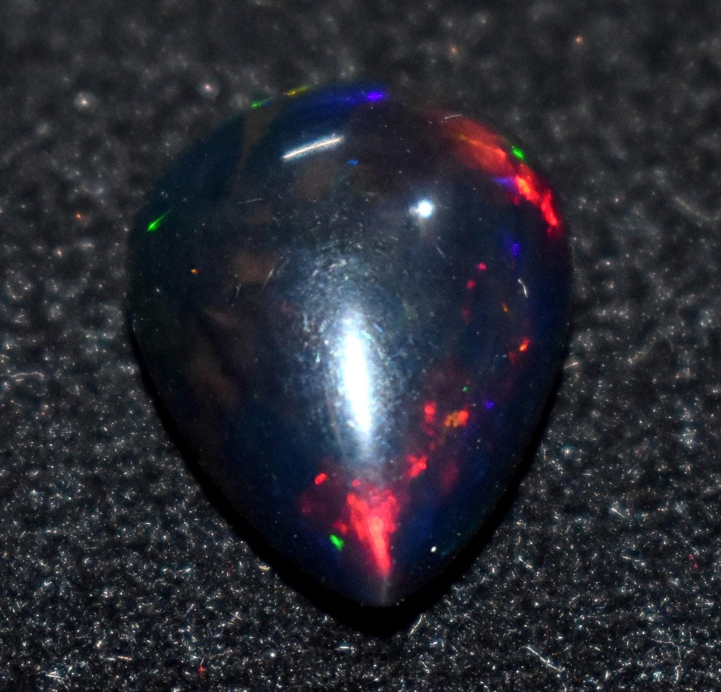 AAA++ Natural Black Opal, Ethiopian Opal Welo Black Opal, Pear Cabochon Loose Gemstone, 7.10 Ct, Size-17x13x8.5mm, For Jewelry Making,