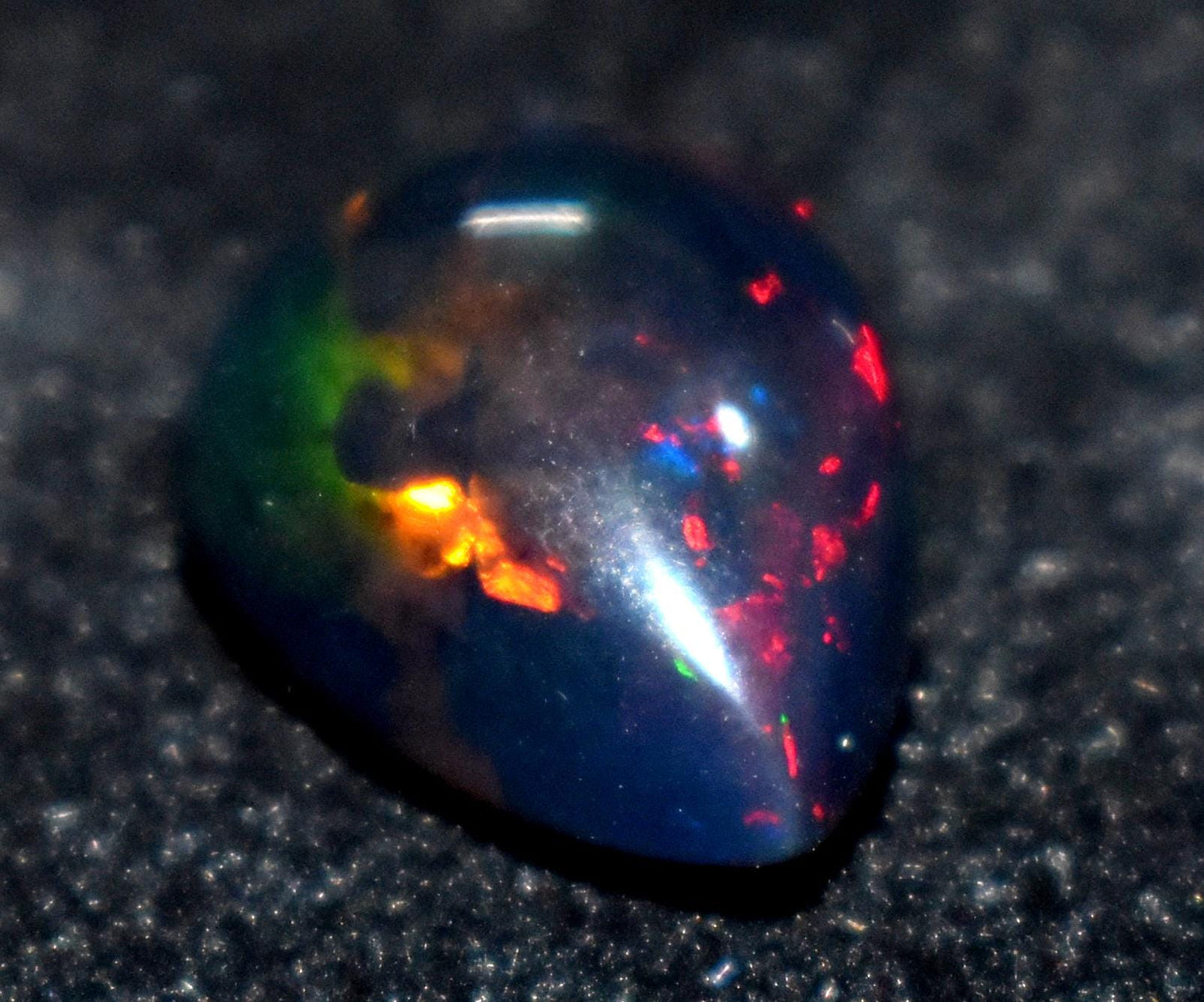 AAA++ Natural Black Opal, Ethiopian Opal Welo Black Opal, Pear Cabochon Loose Gemstone, 7.10 Ct, Size-17x13x8.5mm, For Jewelry Making,