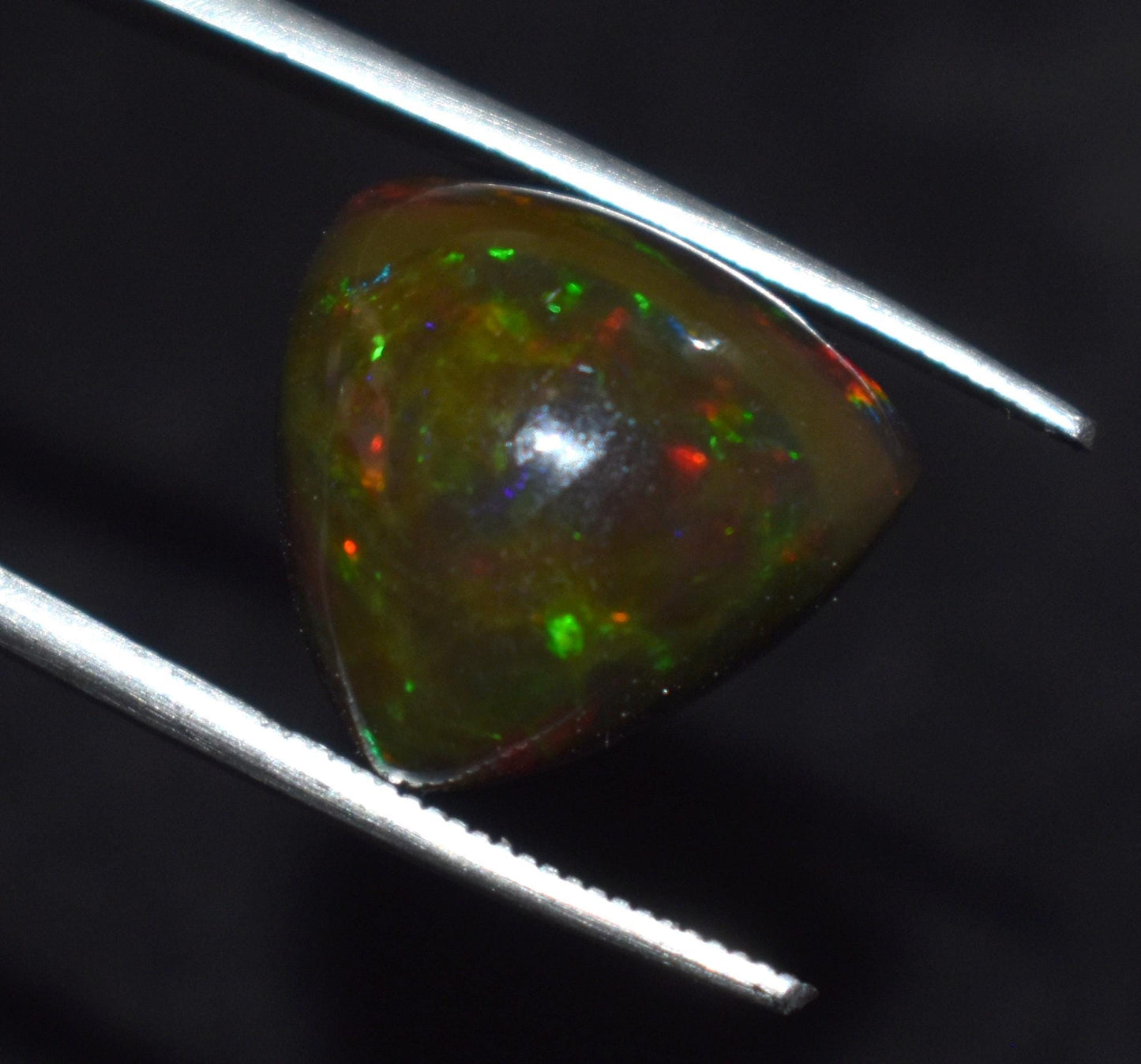 AAA++ Natural Black Opal, Ethiopian Welo Black Opal, Trillion Cabochon Loose Gemstone, 7.50 Carat, Size-15x14.5x8.5mm, For Jewelry Making