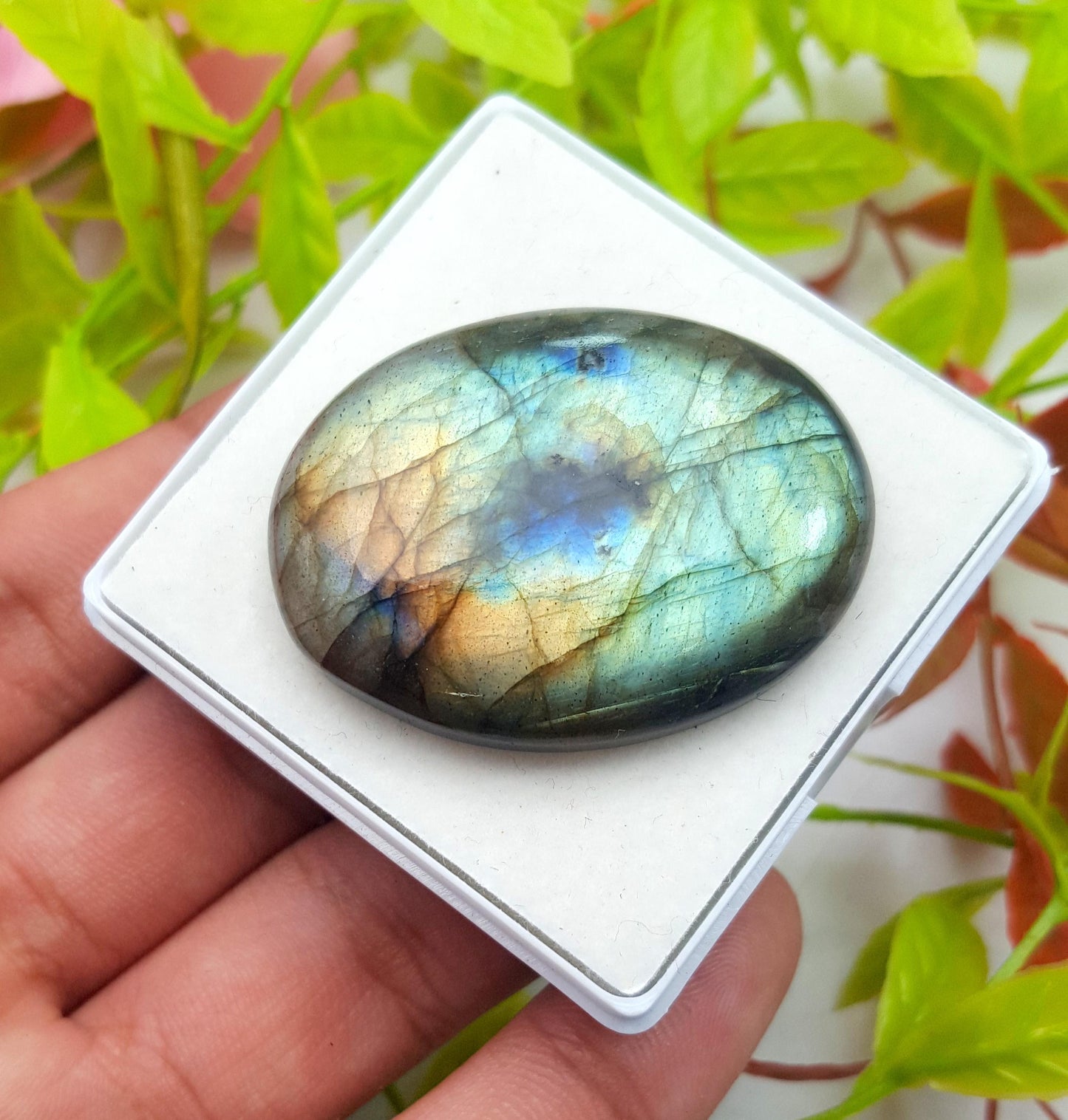 100% Natural Multi Labradorite, Oval Smooth Cabochon Loose Gemstone, 86.10 Carat, Size-40x31x8mm, Gift For Her, PC-1