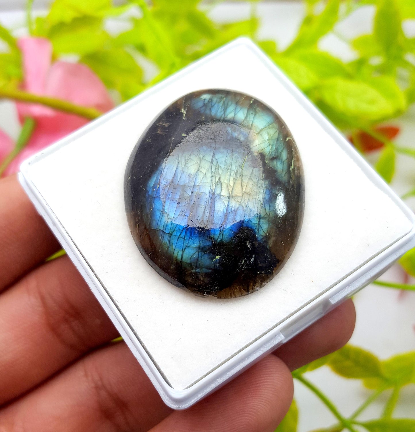 100% Natural Multi Labradorite, Oval Smooth Cabochon Loose Gemstone, 66.20 Carat, Size-39x30x7mm, Gift For Her, PC-1