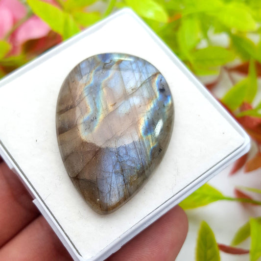 Labradorite, 100% Natural Multi Labradorite, Pear Smooth Cabochon Loose Gemstone, 58.95 Carat, Size-40x28x6mm, Gift For Her, PC-1