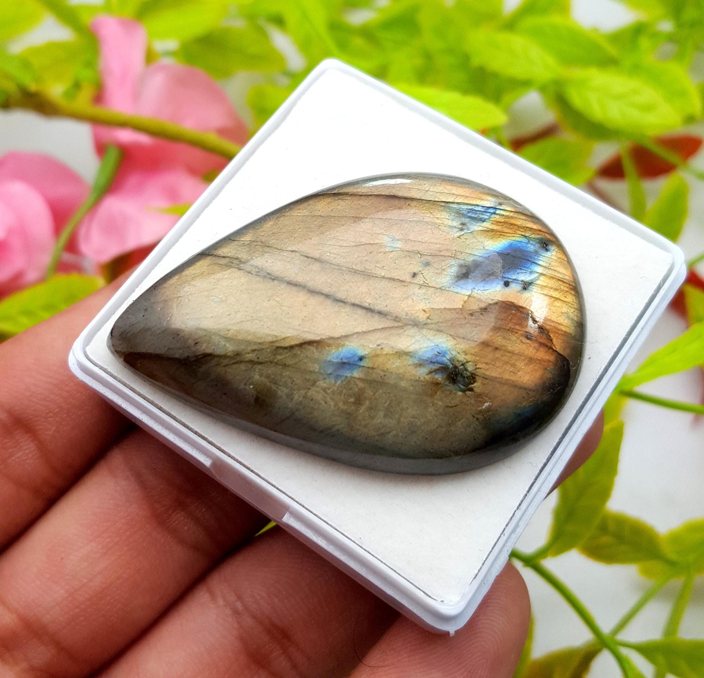 100% Natural Multi Labradorite, Pear Smooth Cabochon Loose Gemstone, 118.50 Carat, Size-51x31x9mm, Gift For Her, PC-1