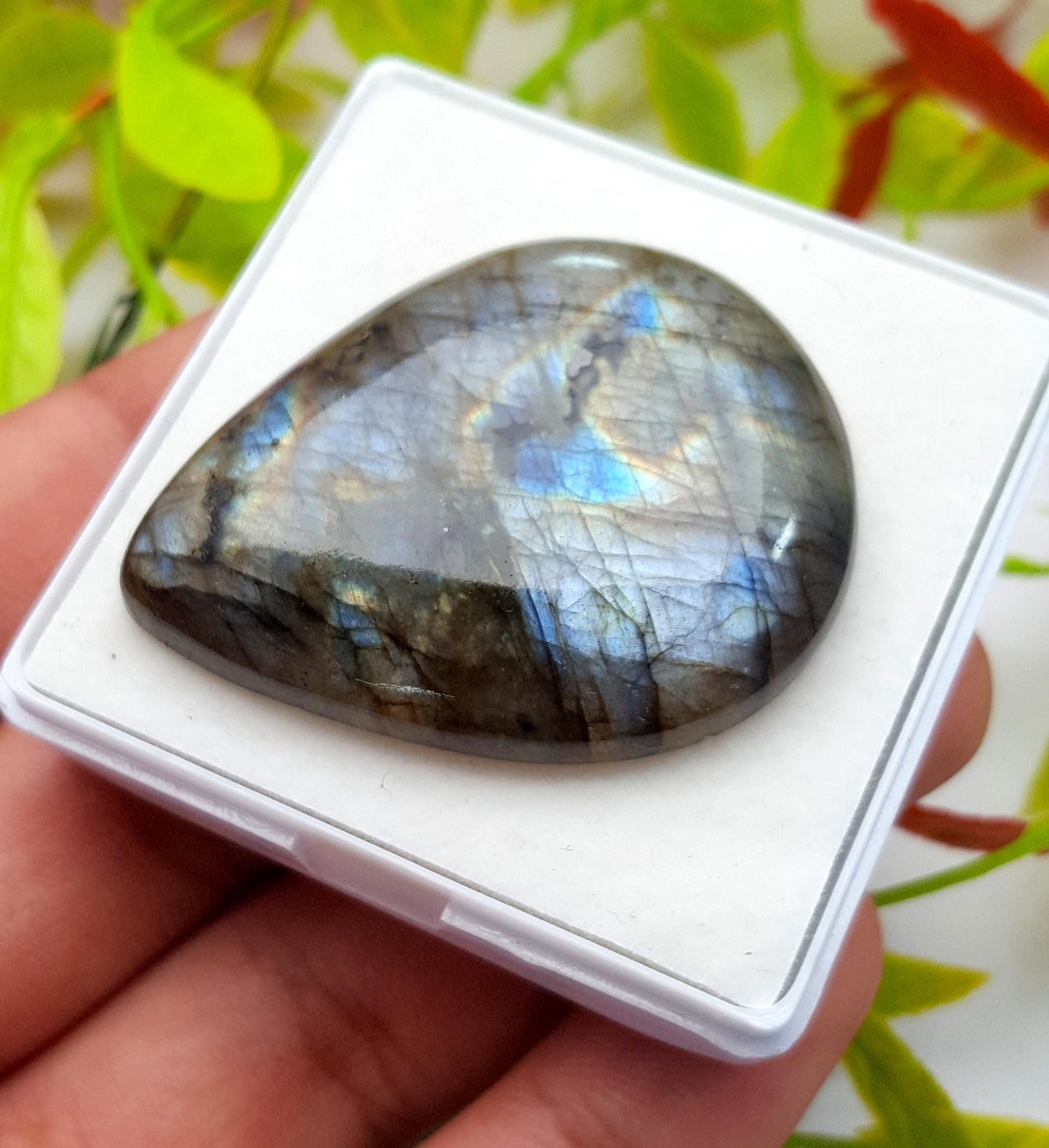 Labradorite, 100% Natural Multi Labradorite, Pear Smooth Cabochon Loose Gemstone, 83.10 Carat, Size-43x33x7mm, Gift For Her, PC-1