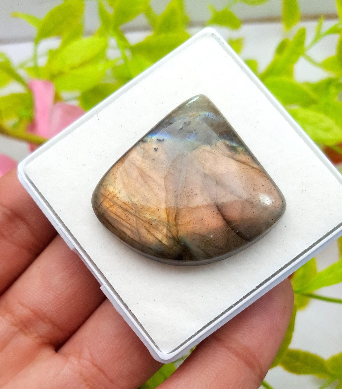 Labradorite, 100% Natural Multi Labradorite, Fancy Shape Smooth Cabochon Loose Gemstone, 61.00 Carat, Size-33x36x7mm, Gift For Her, PC-1