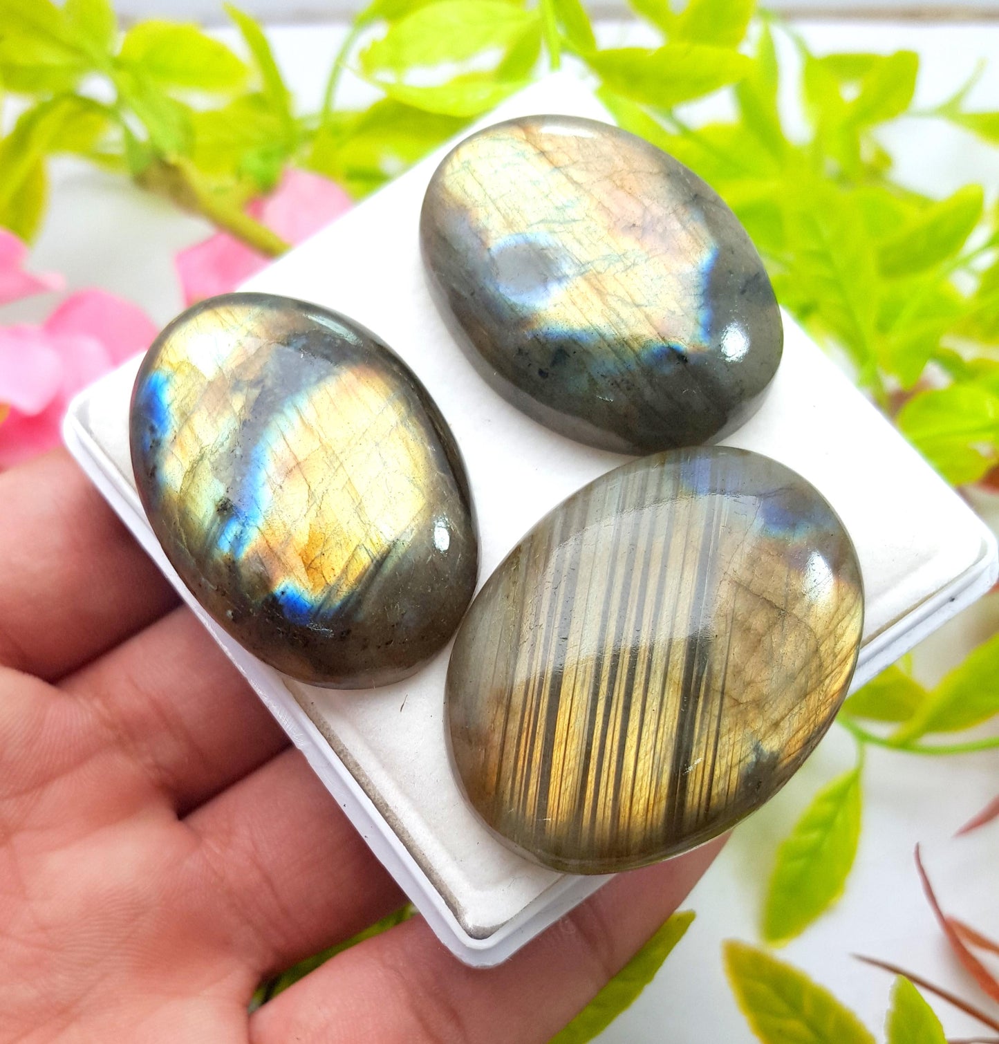 100% Natural Multi Labradorite, Oval Smooth Cabochon Gemstone Lot, 202.50 Carat, Size-39x29x8mm To 38x25x8mm, Gift For Her, PC-3