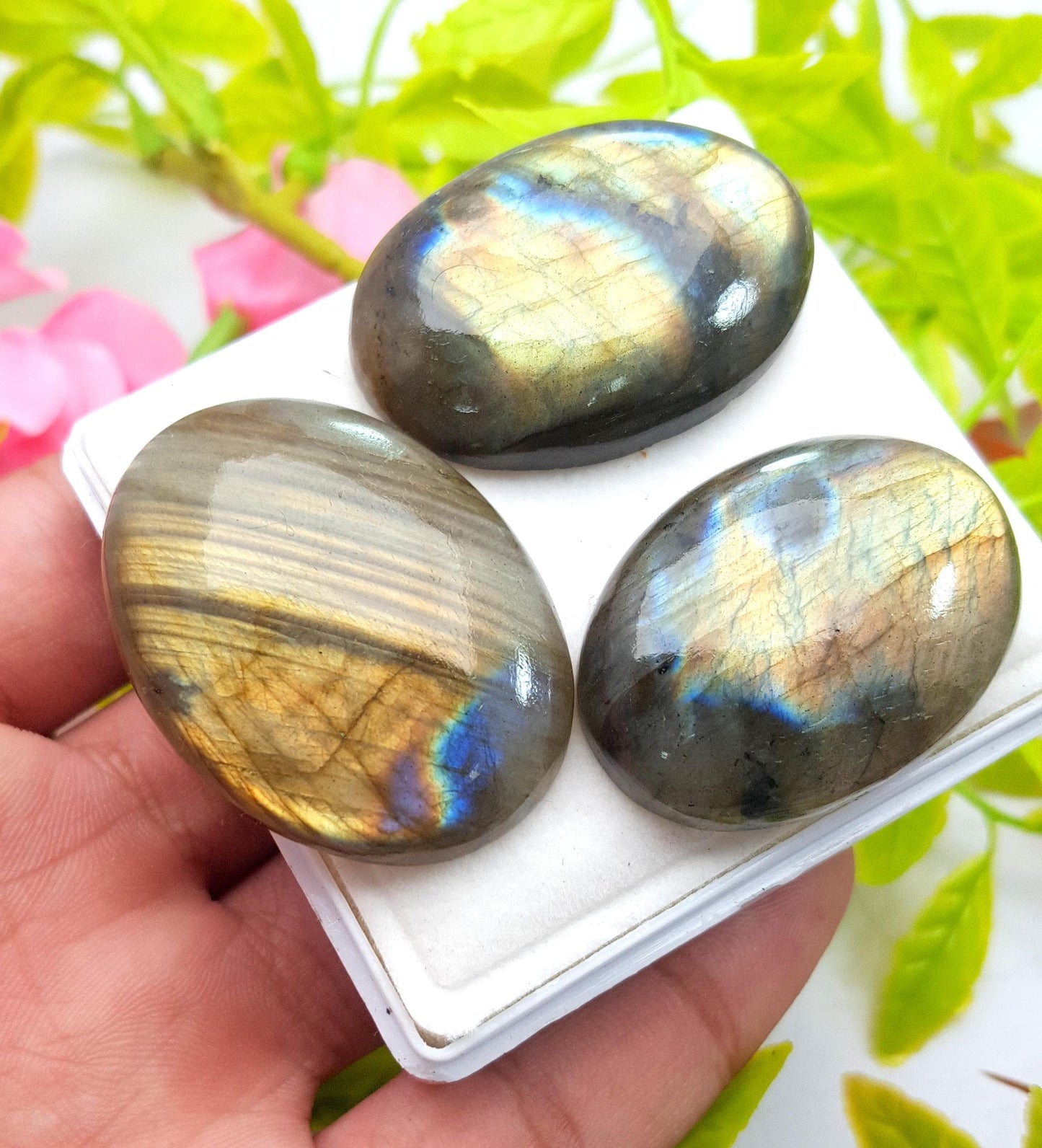 100% Natural Multi Labradorite, Oval Smooth Cabochon Gemstone Lot, 202.50 Carat, Size-39x29x8mm To 38x25x8mm, Gift For Her, PC-3