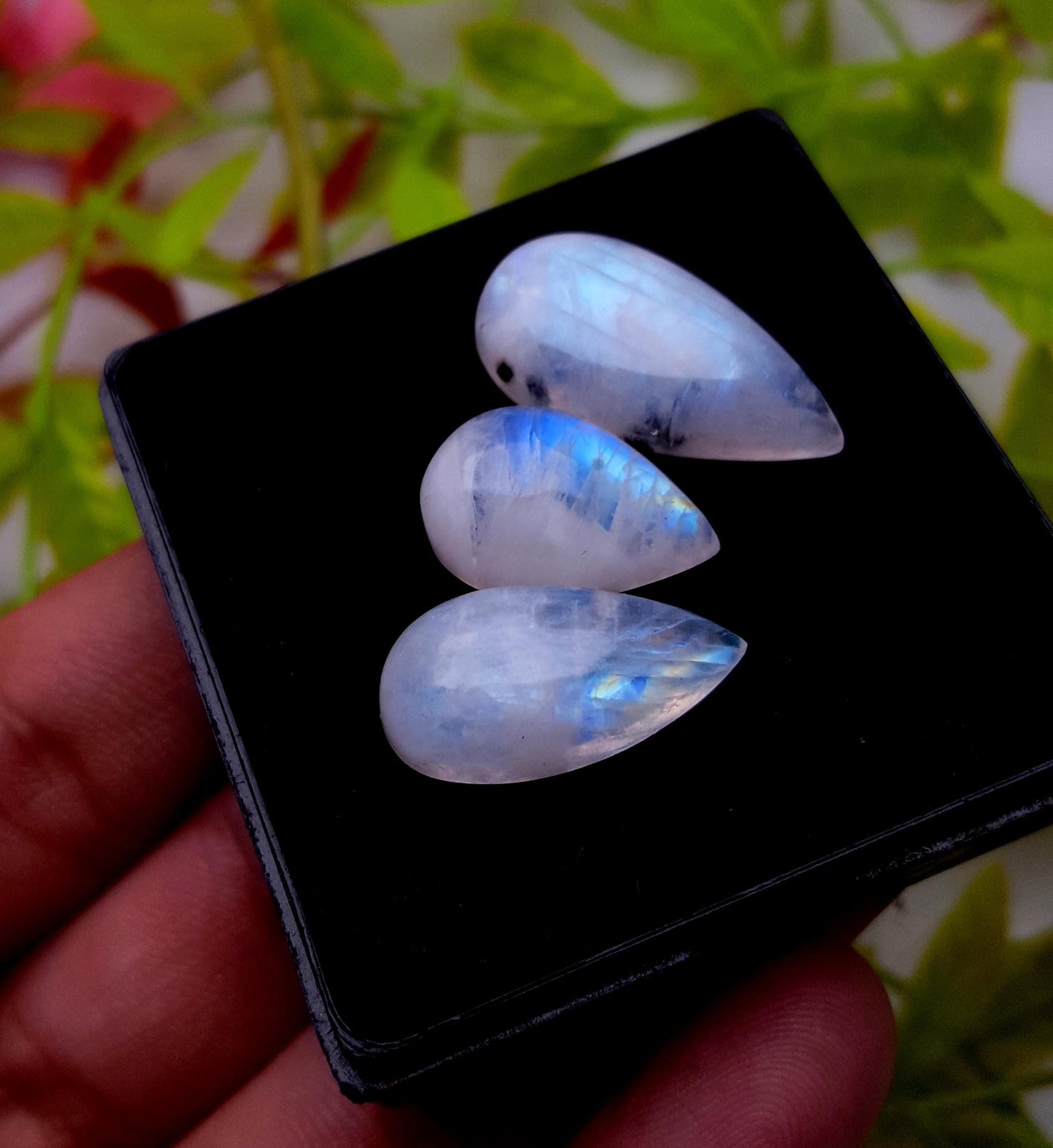 Moonstone, Natural Rainbow Moonstone, Pear Smooth Cabochon Gemstone Lot, 36.50 Carat, Size-24x12x6mm To 18x11x6mm, Gift For Her, PC-3