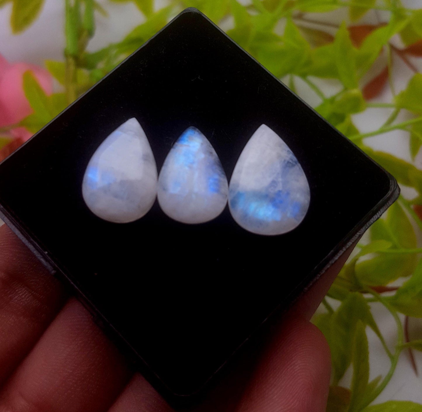 Moonstone, Natural Rainbow Moonstone, Pear Smooth Cabochon Gemstone Lot, 23.00 Carat, Size-19x13x5mm To 16x11x5mm, Gift For Her, PC-3