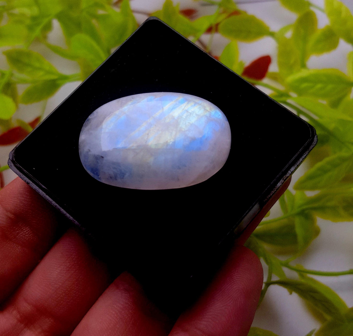 Moonstone, Natural Rainbow Moonstone, Oval Smooth Cabochon Loose Gemstone, 43.50 Carat, Size-33x22x6mm, Gift For Her,