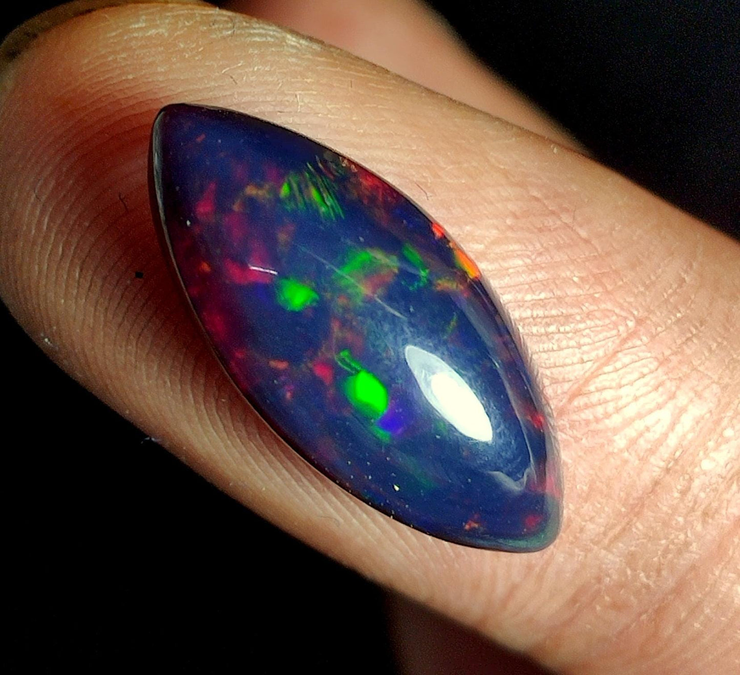 AAA++ Natural Black Opal, Ethiopian Welo Black Opal, Marquise Cabochon Loose Gemstone, 4.10 Carat, Size-20x9x6mm, For Jewelry Making