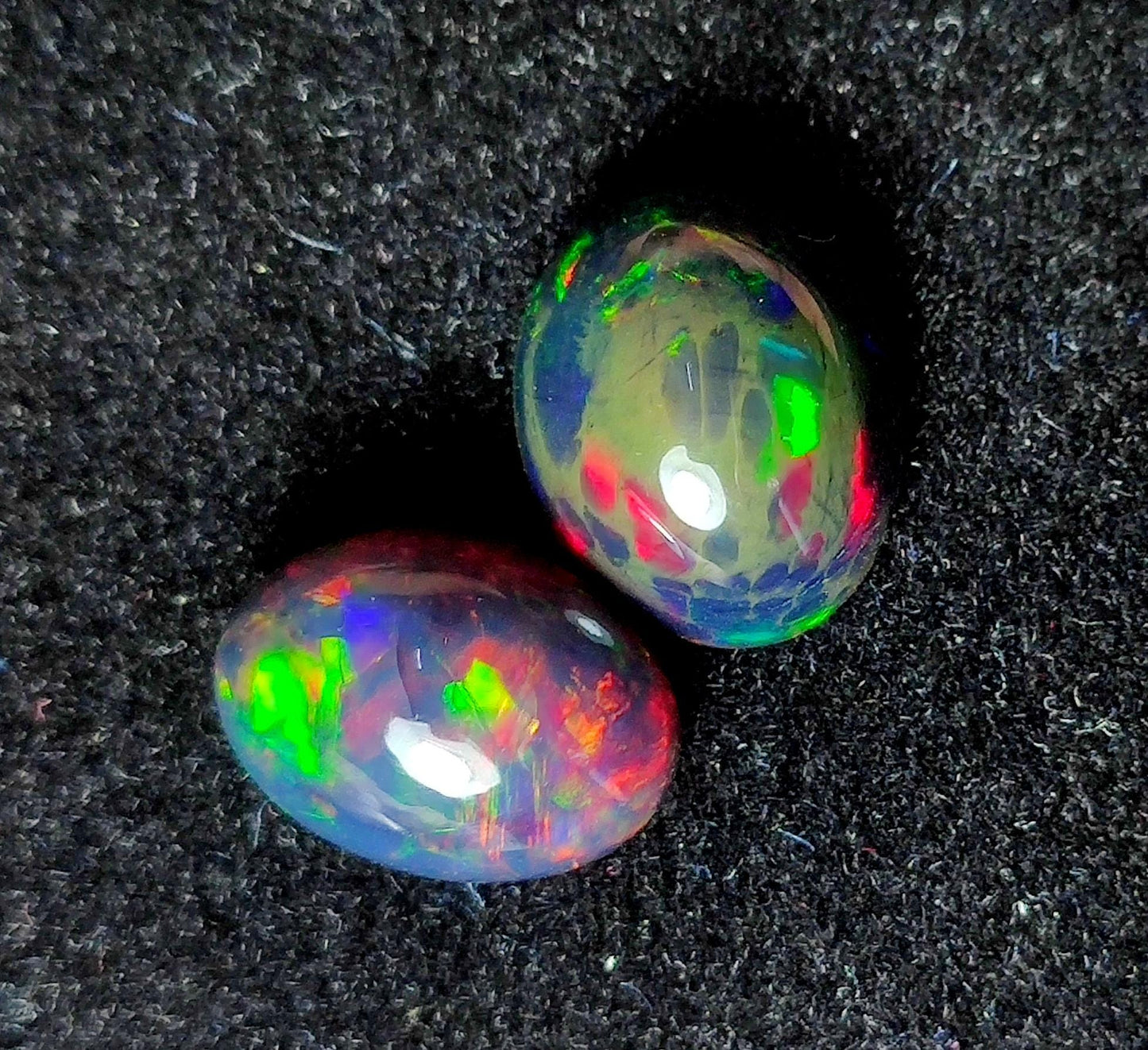 AAA++ Natural Black Opal, Ethiopian Opal Welo Black Opal, Oval Cabochon Gemstone Lot, 8.10 Carat, Size-13x9.5x7.5mm To 11x13.5x7.5mm,