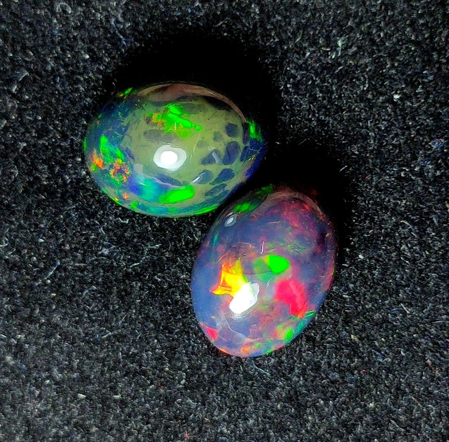 AAA++ Natural Black Opal, Ethiopian Opal Welo Black Opal, Oval Cabochon Gemstone Lot, 8.10 Carat, Size-13x9.5x7.5mm To 11x13.5x7.5mm,