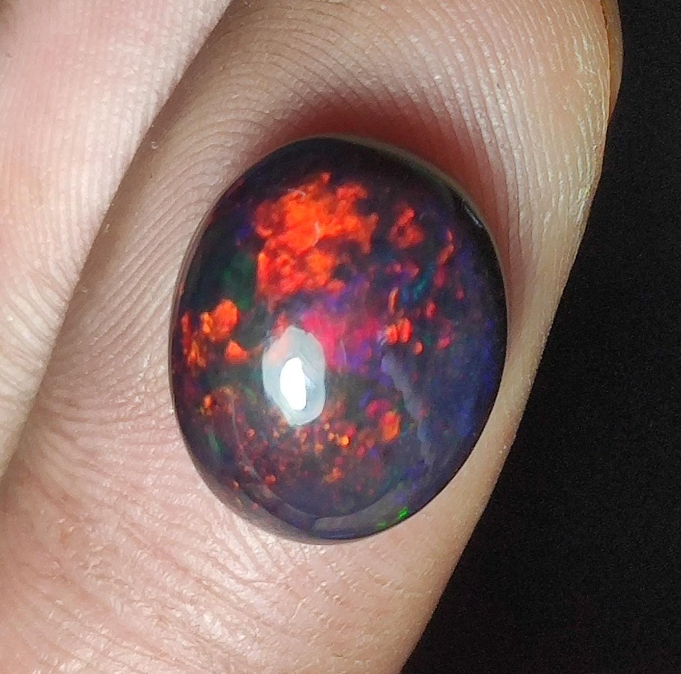 AAA++ Natural Black Opal, Ethiopian Opal Welo Black Opal, Oval Cabochon Loose Gemstone, 4.90 Carat, Size-15x12x6.5mm, For Jewelry Making