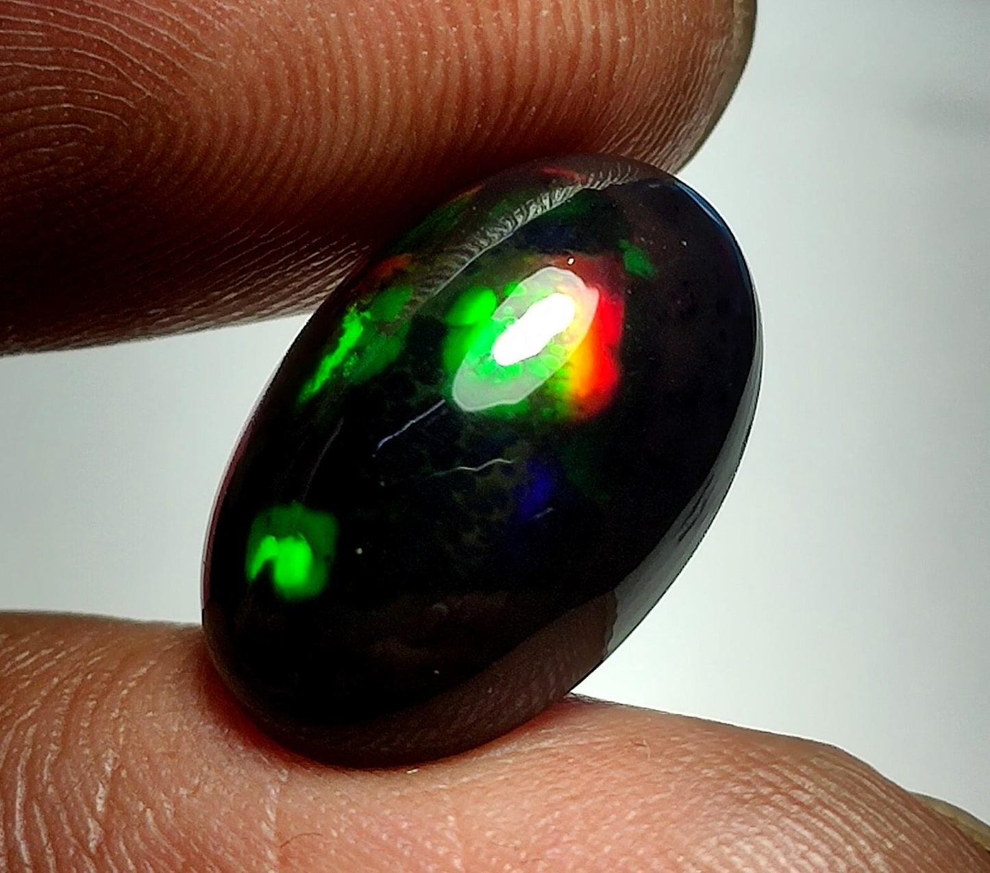 AAA++ Natural Black Opal, Ethiopian Opal Welo Black Opal, Oval Cabochon Loose Gemstone, 5.50 Carat, Size-17x11.5x6.5mm, For Jewelry Making