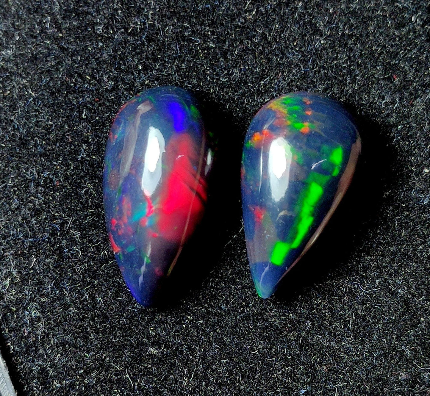 AAA++ Natural Black Opal, Ethiopian Opal Welo Black Opal, Pear Cabochon Gemstone Lot, 7.70 Carat, Size-17.5x19.5x6mm To 17x10x6mm,