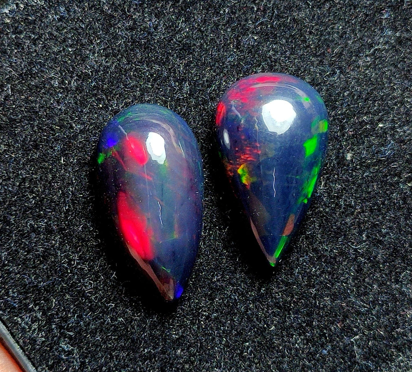 AAA++ Natural Black Opal, Ethiopian Opal Welo Black Opal, Pear Cabochon Gemstone Lot, 7.70 Carat, Size-17.5x19.5x6mm To 17x10x6mm,