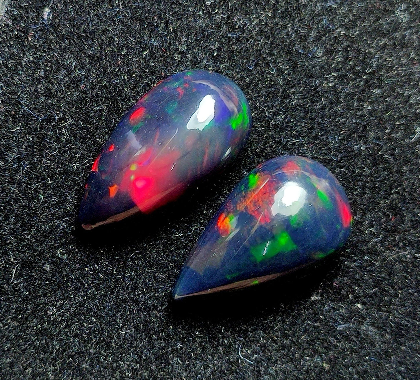 AAA++ Natural Black Opal, Ethiopian Opal Welo Black Opal, Pear Cabochon Gemstone Lot, 7.70 Carat, Size-17.5x19.5x6mm To 17x10x6mm,