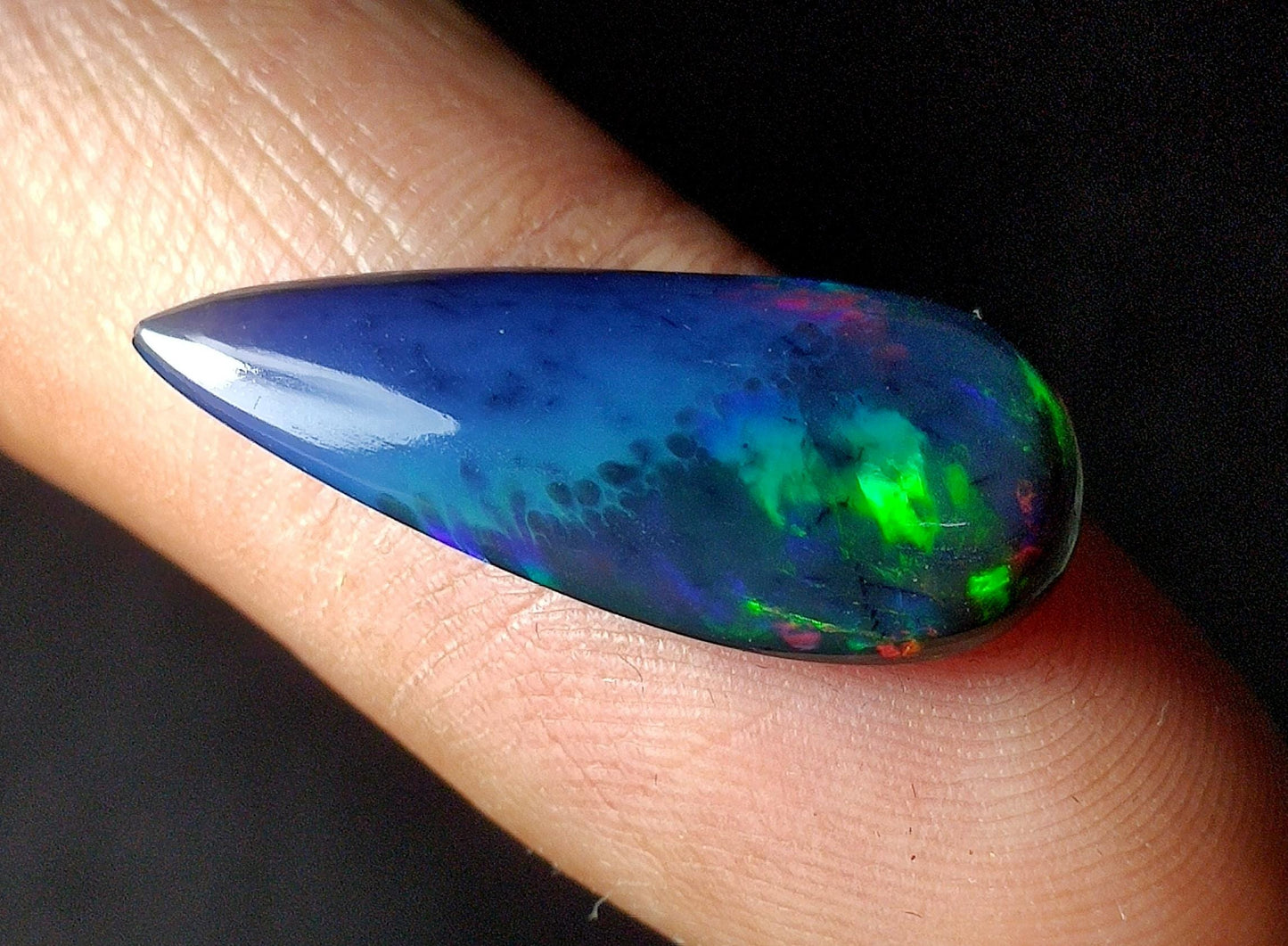 AAA++ Natural Black Opal, Ethiopian Opal Welo Black Opal, Pear Cabochon Loose Gemstone, 5.15 Ct, Size-25x10x4mm, For Jewelry Making,