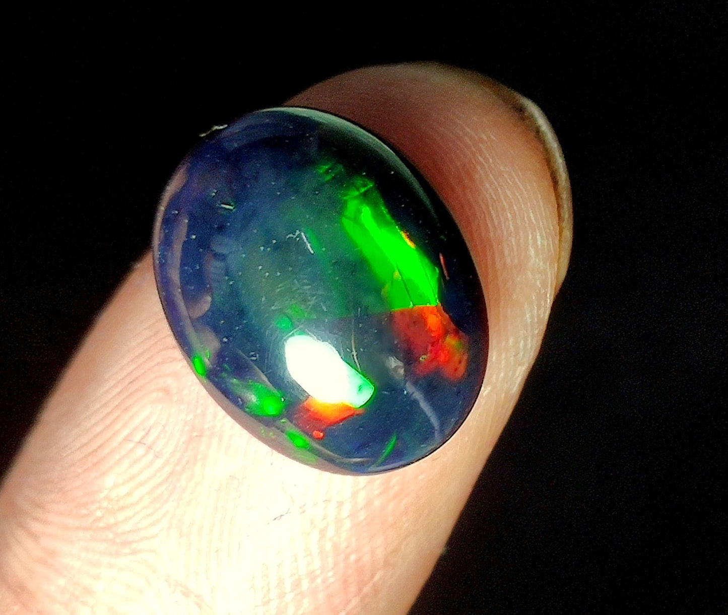 AAA++ Natural Black Opal, Ethiopian Opal Welo Black Opal, Oval Cabochon Loose Gemstone, 3.40 Carat, Size-15x12x5.5mm, For Jewelry Making