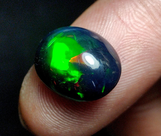 AAA++ Natural Black Opal, Ethiopian Opal Welo Black Opal, Oval Cabochon Loose Gemstone, 3.40 Carat, Size-15x12x5.5mm, For Jewelry Making