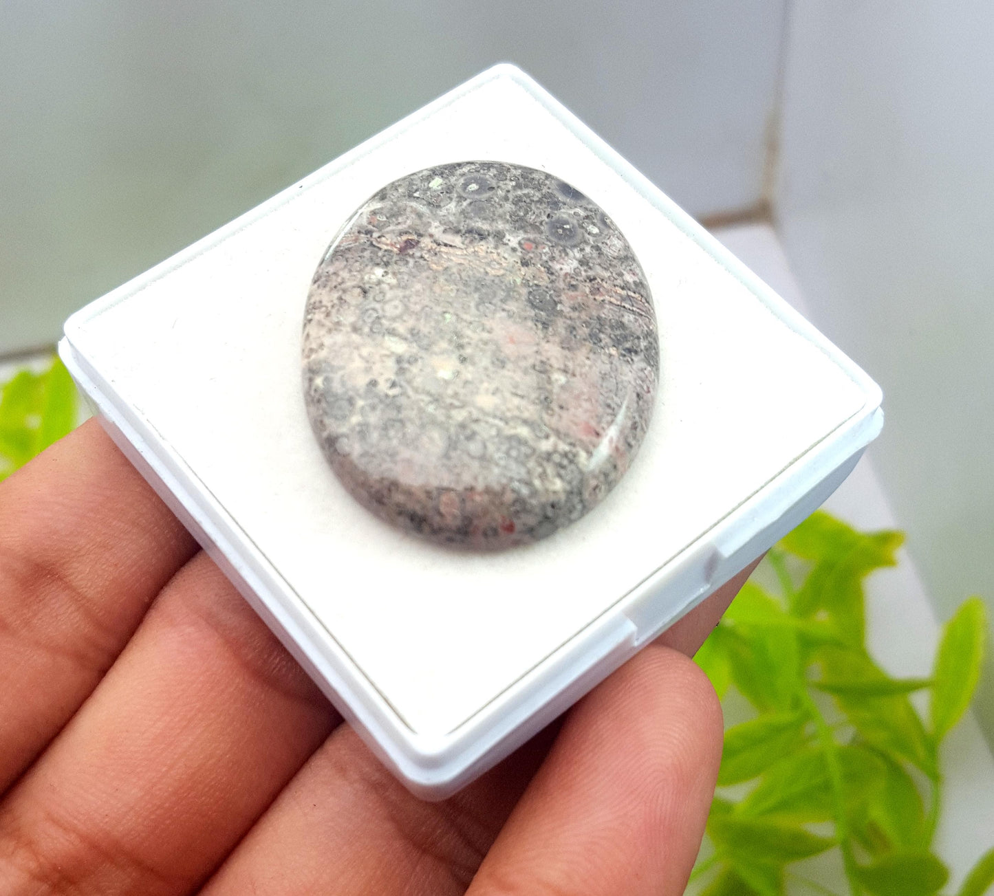 Jasper, Natural Leopard Skin Jasper, Oval Smooth Cabochon Loose Gemstone, 46.70 Carat, Size-37x29x5mm, Gift For Her, PC-1