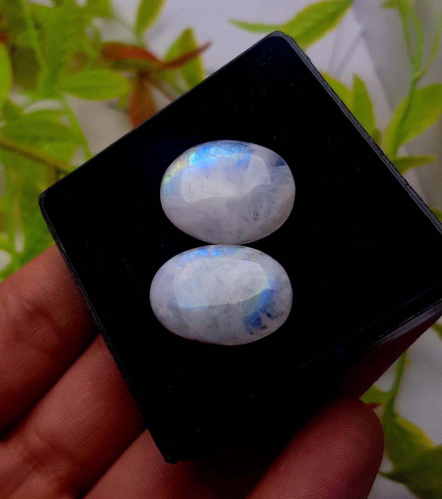 Genuine & Natural Rainbow Moonstone, Oval Cabochon Gemstone Lot, 31.00 Carat, Size-21x15x5mm To 20x16x6mm, Gift For Her, PC-2