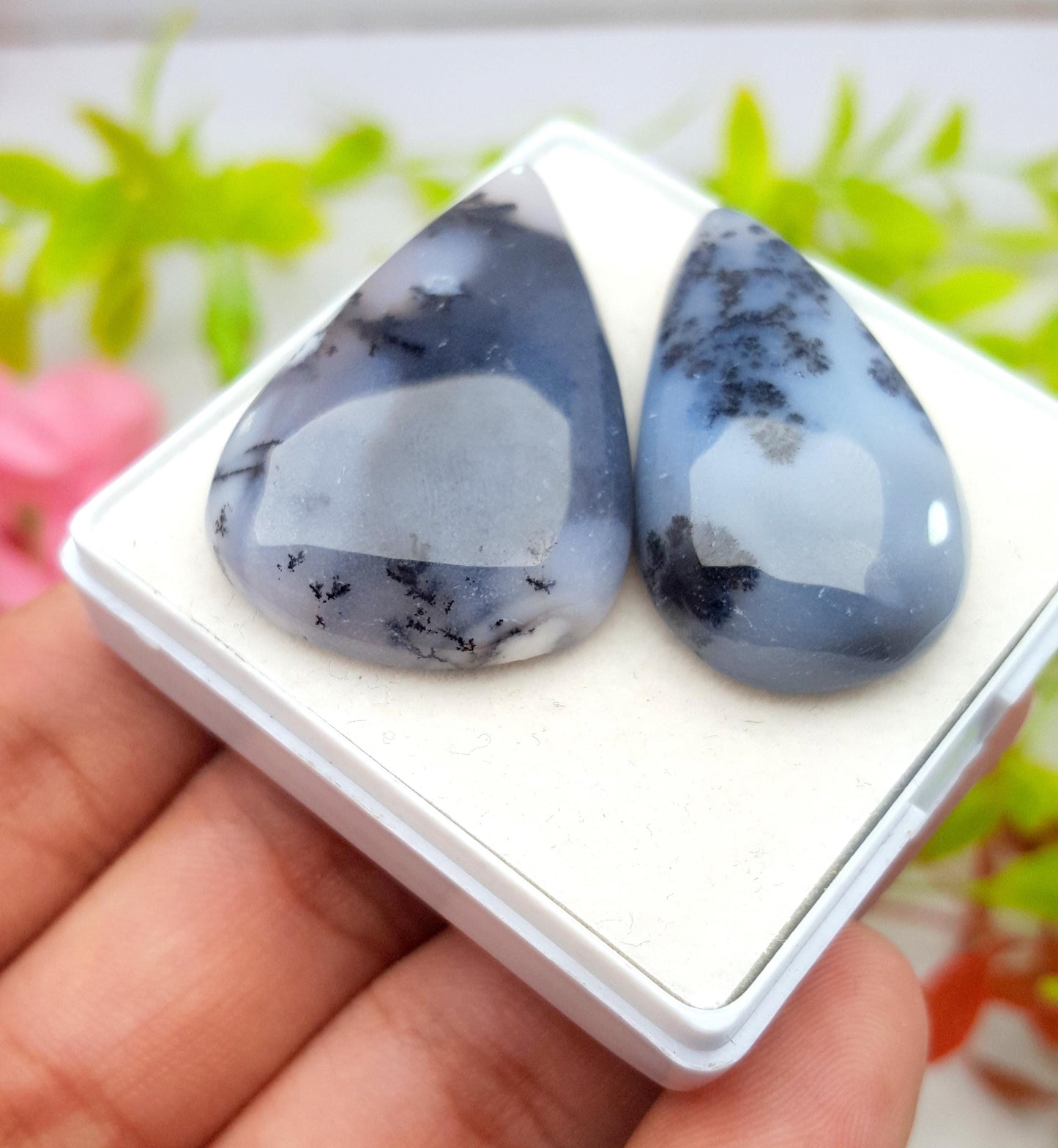 Natural Dendrite Opal Pear Cabochon Gemstone Lot, 92.75 Carat, Size-39x24x7mm To 35x19x8mm, Gift For Her, Pc-2