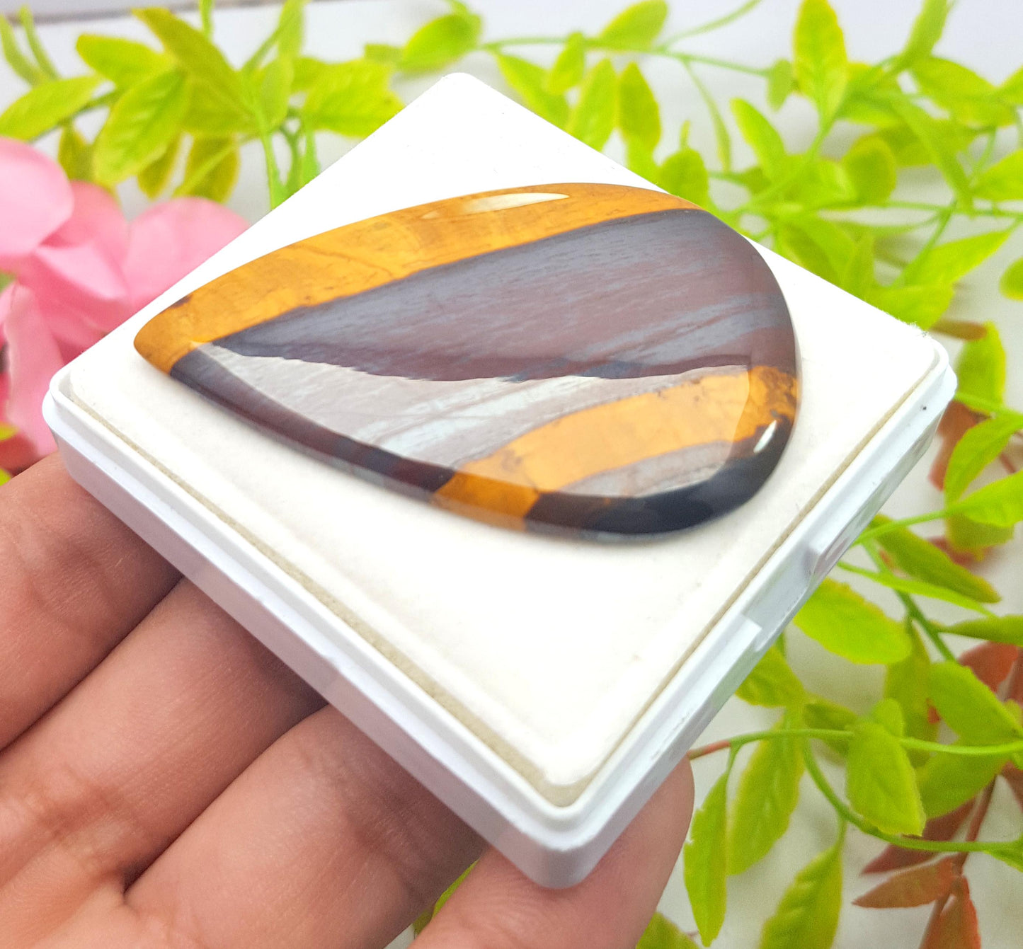 Natural Mookaite Jasper, Pear Cabochon Loose Gemstone, 120.00 Carat, Size-59x37x4mm, Gift For Her, PC-1